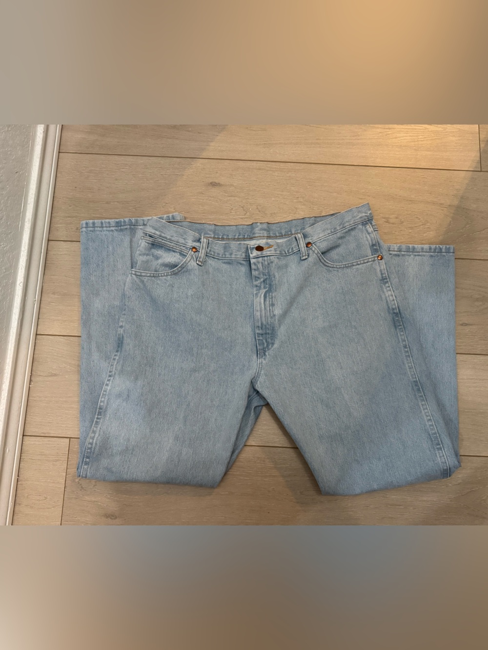 Wrangler Western Light Blue Men’s Straight-Leg Cowboy Jeans- 38x30